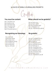 Gratitude 30 day bible journaling reading plan